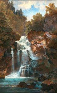 HOLUB Georg 1861-1919,A Roaring Waterfall,Palais Dorotheum AT 2022-09-08