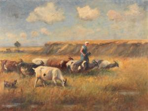 HOLZ Johann Danïel 1867-1945,A goat herder with her flock,Bonhams GB 2023-09-28