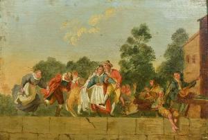 HOLZER F.J,Figures Dancing on a Terrace,19th century,Rowley Fine Art Auctioneers 2018-02-20