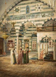 HOLZER Jakob Adolf 1858-1938,Mosquée Darwish Pasha, Damas,1898,Millon & Associés FR 2022-12-19