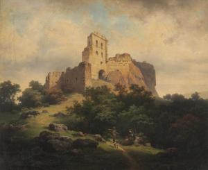 HOLZER Joseph 1824-1876,Die Ruine Paulenstein bei Stupava in Ungarn,Nagel DE 2019-10-16
