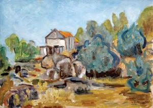 HOLZMAN Shimshon 1907-1986,Double-sided: Landscape,1957,Tiroche IL 2016-02-06