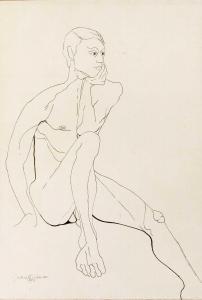 HOMAN Juanita 1931-2021,Untitled nude male study,1994,Mallams GB 2022-08-17