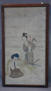 HONGSHOU CHEN 1598-1652,a lady holding a candle and a lady with a basket o,Criterion GB 2019-12-16