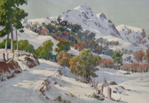 HONOUR Basil 1897-1988,Hilltop Akaroa Under Snow,International Art Centre NZ 2018-02-20