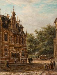 HOOGBRUIN Johannes Matthijs 1819-1891,View of a city with elegant f,1884,AAG - Art & Antiques Group 2015-12-14