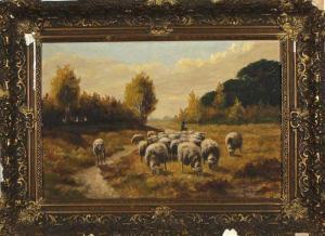 HOOGERS Theo,Shepherd with sheep coming,1940,Twents Veilinghuis NL 2013-10-18