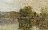 HOOLE G.,Cattle watering at a lake with lilies,1904,Adams IE 2010-04-13
