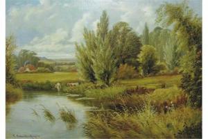 HOOPER E. Lancaster 1800-1900,A River Landscape with Cattle,John Nicholson GB 2015-10-28