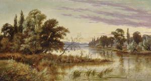HOOPER E. Lancaster 1800-1900,Evening, Streatley on Thames,1818,John Nicholson GB 2017-12-20