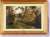 HOORICKX Ernest 1859-1908,Cerf et biche au bord du ruisseau en forêt,1879,VanDerKindere 2009-10-13
