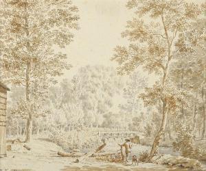 HOORN Jordanus 1753-1833,Reiziger met hond bij rivier,Zeeuws NL 2015-12-09