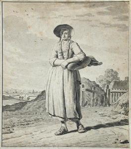 HOORN Jordanus 1753-1833,Study of a girl on her way to market,Cheffins GB 2014-09-18