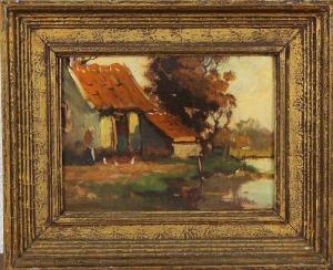 HOOS French 1884-1966,waterside farmhouse,Twents Veilinghuis NL 2013-10-18