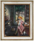 HOOVER AIKEN Mary 1905-1992,Girl With Two Cats,Brunk Auctions US 2019-05-18