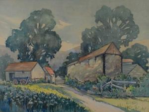 HOPES Reginald Fr., Rex 1890-1982,Landscape with farm buildings,Clevedon Salerooms GB 2022-03-10