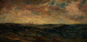 Hopkins Robert 1832-1909,Stormy Sea with Three Masted Ship,Hindman US 2020-12-10