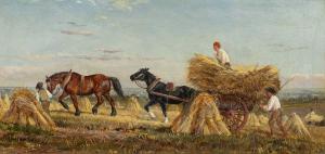 HOPKINS WILLIAM H.,'Haymaking', farmworkers loading a trumble cart wi,Rogers Jones & Co 2024-01-26