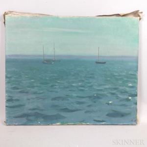 HOPKINSON Charles Sydney 1869-1962,Seascape with Sailboats,Skinner US 2018-07-24