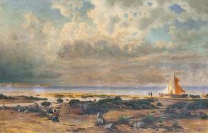 HOPPE Ferdinand 1848-1890,Fisher Folk on the Beach,1880,Stahl DE 2020-09-26