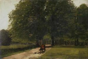 HOPPE Ferdinand 1848-1890,Reiter mit Hund im Wald bei Kamphausen,Galerie Bassenge DE 2019-11-29