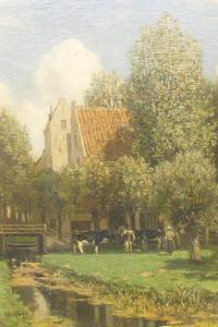 HOPPE Ferdinand,Sunlit landscape with a milkmaid and cattle beside,Gardiner Houlgate 2018-11-29