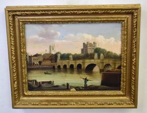 HOPPER Charles W 1800-1900,River scene with bridge and distant castle,1857,Keys GB 2019-09-24