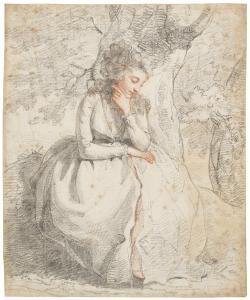HOPPNER John 1758-1810,Portrait of a pensive young lady seated by a tree,Christie's GB 2024-02-01