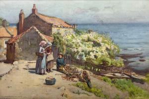 HOPWOOD Henry Silkstone,Fisherman and Girls at Runswick Bay,1894,David Duggleby Limited 2023-06-16