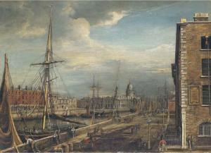 HORE James 1829-1837,View of the Quays with the Customs House beyond, D,Christie's GB 2004-05-14