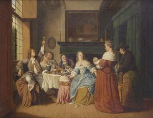 HOREMANS Jan Jozef II,An elegant company eating and drinking in an inter,Sotheby's 2006-07-05