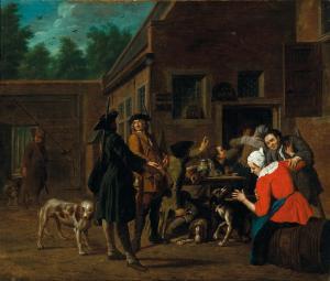 HOREMANS Jan Jozef II 1714-1790,Hunters outside a tavern,1750,Palais Dorotheum AT 2022-05-12
