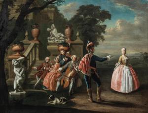 HOREMANS Peter Jacob,Elegant figures dining in a landscape; The Musical,1745,Bonhams 2022-07-06