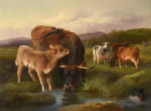 HORLOR George W 1823-1895,Cattle and calf in a landscape,1891,Tennant's GB 2021-07-17