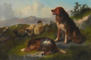 HORLOR George W 1823-1895,Sheepdogs guarding their flock,1869,John Moran Auctioneers US 2022-09-20
