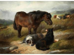 Horlor George William 1849-1895,BERGLANDSCHAFT MIT SHETLANDPONY UND COLLIES,1897,Hampel 2019-06-27