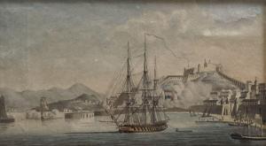 HORNBROOK Thomas Lyde 1780-1855,Warship in Elba harbour,Gorringes GB 2021-05-10