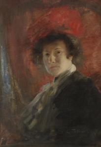HORNECKER Léon 1864-1924,Portrait de dame au chapeau,Ader FR 2019-06-19