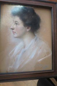 HORNECKER Léon,Profil de jeune femme de profil aux yeux bleus,1904,Gros-Delettrez 2019-04-02