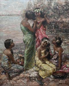 HORNEL Edward Atkinson,Burmese girls on the banks of the Irrawaddy,1922,Woolley & Wallis 2023-12-13