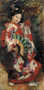 HORNEL Edward Atkinson 1864-1933,Dancing geisha girl,1894,Christie's GB 2000-10-26