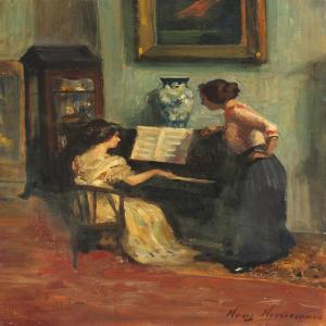 HORNER Hans Adolf 1866-1916,Interior with two women by a piano,Bruun Rasmussen DK 2012-06-11