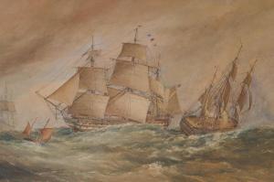 HORNER T.B.,Maritime scene with English Man-o-War and other sh,Crow's Auction Gallery GB 2022-08-03