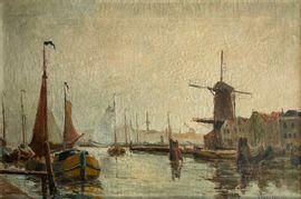 HORSELENBERG Willem 1881-1961,Moulin au port,Neret-Minet FR 2021-07-19