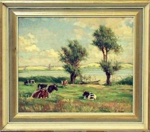 HORST E 1900-1900,Rastende Kühe an Flussufer,Reiner Dannenberg DE 2020-09-21