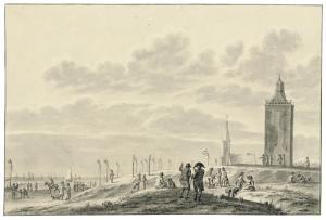 HORSTINK Warnaar 1756-1815,Fishermen and people strolling on the beach at Kat,Christie's 2018-12-06