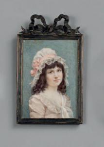 HORTENSE RICHARD,Portrait de fillette au bonnet de dentelle garni d,1900,Doutrebente 2022-11-25