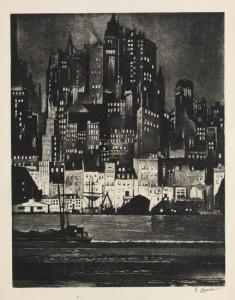 HORTER Earl 1881-1940,New York Waterfront.,1935,Swann Galleries US 2011-03-03