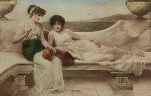 HORWITZ Herbert A 1800-1900,Two women on a marbled bench in a terrace,Rosebery's GB 2023-03-29