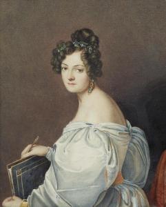 HOSEMANN Theodor 1807-1875,Portrait of a Lady with a Drawing Portfolio, possi,Lempertz DE 2022-05-21
